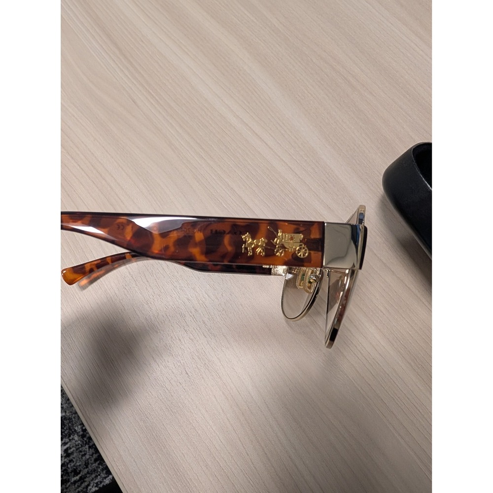 Coach, Olivia Aviator Sunglasses, Light Gold Dark Tortoise HC 7049 L944, W/ Case - Picture 4 of 9